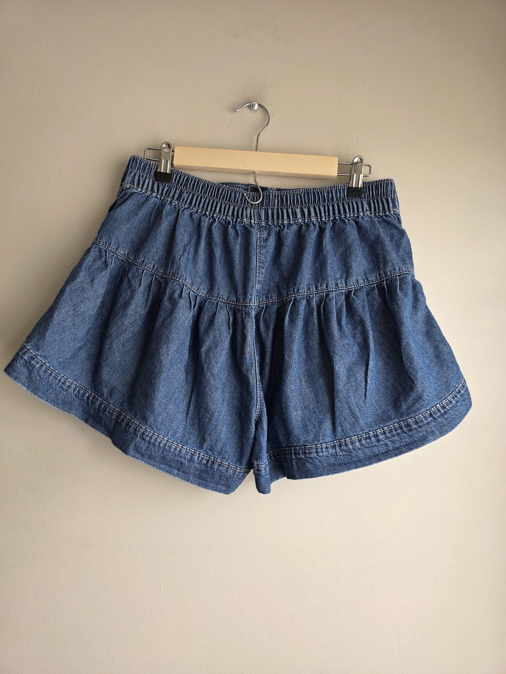 Free People We The Free Fleur Denim Shorts Tiered Flouncy Button Front Medium - Picture 7 of 10